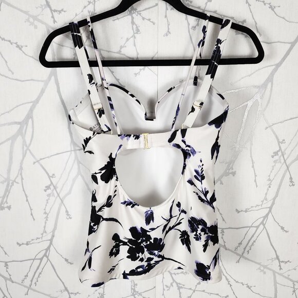 Athleta White Floral Print Aqualuxe Square Plunge Tankini - Picture 3 of 5